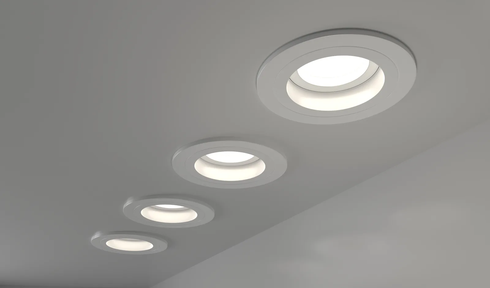 LED downlights installed in a ceiling